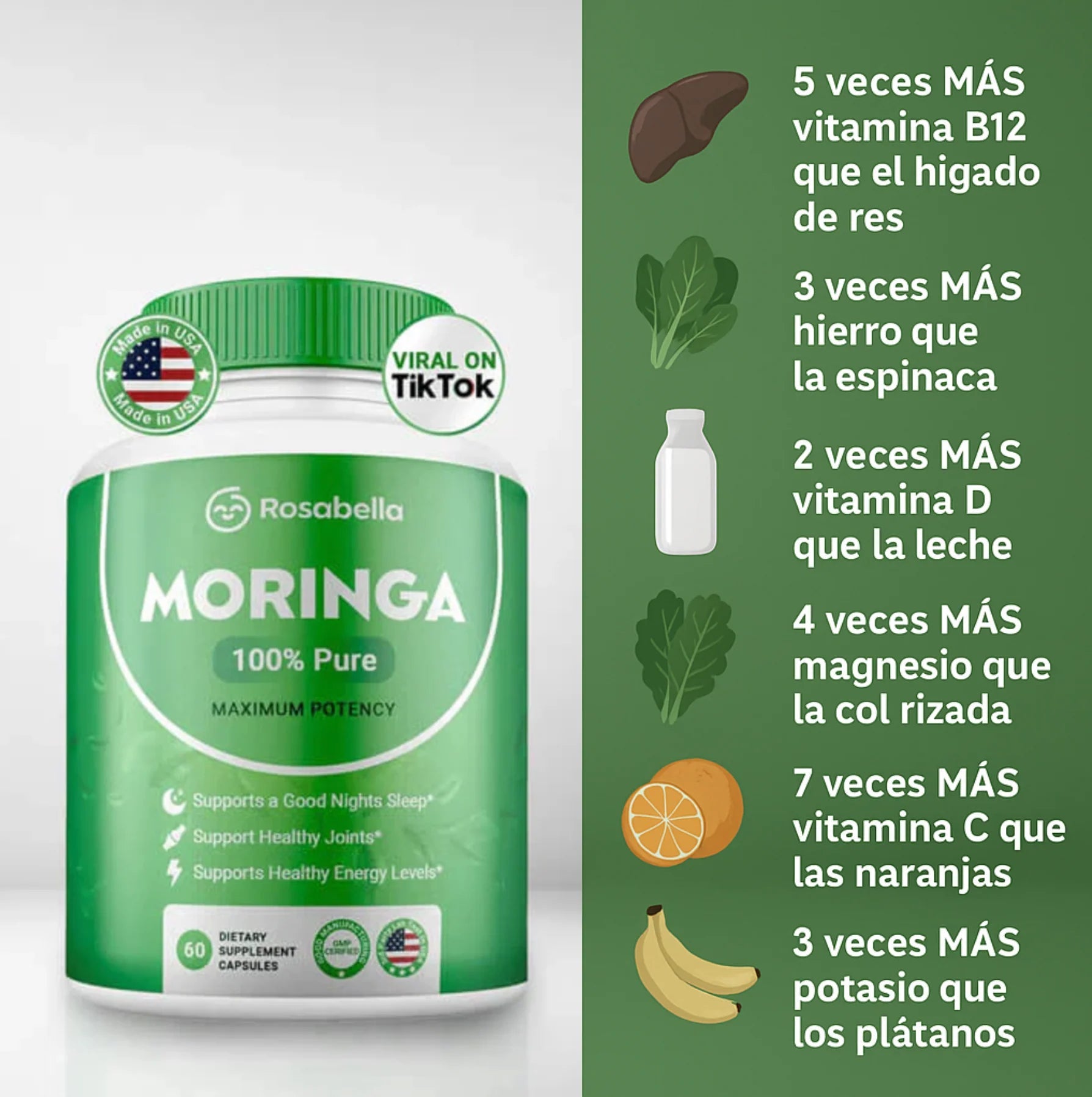 Rosabella Moringa – Reduce el Cortisol Naturalmente y Recupera Tu Energía Vital - Shopio